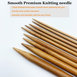 Mdoker Bamboo Double Pointed Knitting Needles Carbonized Bamboo Knitting Needle 7.9 inch(20cm) Length for Handmade Creative DIY Knitting Yarn Projects,Size US 0(2mm