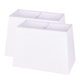 Wellmet Set of 2 Square Lampshade, 12" X14" X10" Replacement Lampshade, No Assembly Required, Classic Modern Lamp Shade for Table Lamp, Bedside Lamp, Floor Lamp, Fabric Lampshade, Spider Fitter