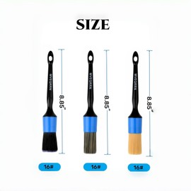 MVEQRRN 3pcs Car Detailing Brush Set-1pcs Boars Hair Car Detailing Brushes,1pcs Ultra Soft No Scratch Detailing Brush for Air Vent,Leather Seat 1pcs auto Detail Brushes for Interior Exterior(Blue)