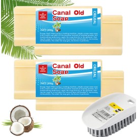 CRILEAL Canal Old Soap With Brush, Underwear Cleaning Soap Bar, 2024 New Canal Soap Bar,All Purpose Stain Remover for Clothes, Shoes, Underwear 7.0oz-4pcs