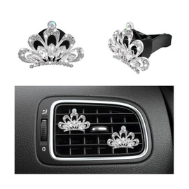 Yourkar 2 PCS Bling Car Air Vent Clips, Crystal Rhinestone Crown Vent Decorative Air Freshener Clips, Sparkly Diamond A/C Outlet Aroma Diffuser Clip for Vehicles, Car Accessories (White)