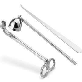 Tritaraesa 3 in 1 Candle Accessory Set, Candle Wick Trimmer Cutter, Snuffer, Dipper, Wick Care Kit with Trimmer, Dipper and Extinguisher (Silver)