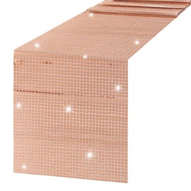Rose Gold Table Runner Glitter Table Runner 13 x 72 Inches Sequin Mirror Tablecover Retro 70s 80s Theme Party Table Decor for Birthday Dance Party Disco Theme Party Hip Hop Party Supplies