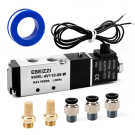 EBEIZZI Pneumatic Solenoid Valve Air Solenoid Valve DC12V/DC24V/AC110V Series Single Coil Pilot-Operated Electric 2 Position 5 Way Connection,AC110V/Out of line,1/8"NPT