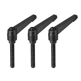 sourcing map M8 x 60mm Handle Adjustable Clamping Lever Thread Push Button Ratchet Male Threaded Stud Knobs Locking Rotating Screw Handles Quick Release Bolt Black 3pcs