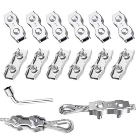 Duplex Clamp Rope Connector M2 Wire Rope Clamp 12 Pieces 304 Stainless Steel Wire Rope Clips 2 mm for Wire Rope Washing Line Awning Fixed (M2)