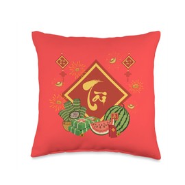Vietnamese New Year Family Lunar Calendar Tet Wish - Tai Loc Throw Pillow