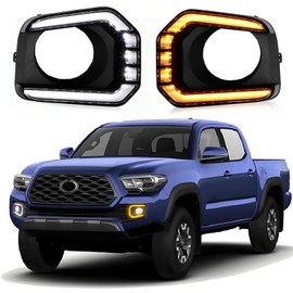 FQMY LED Fog Lights Assemblies Compatible with 2016-2023 Tacoma DRL Daytime Running Lights Amber Turn Signal, LED Fog Lamps Cover For Tacoma Accessories