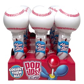 Pop Ups! Baseball Lollipop Holder - 12 Lollipops with Cases - Individually Wrapped Candy Party Favors - Baseball Candy - Bulk Set of 12