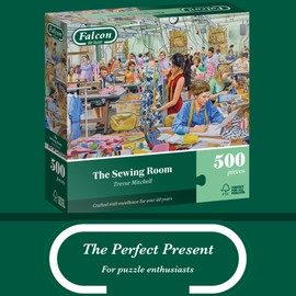 Falcon The Sewing Room, 500 Piece Puzzle for Adults, Beautifully Illustrated, 500 Piece Jigsaw Puzzle for Adults, Fun Gift and Activity for Home, Puzzles for Rainy Days