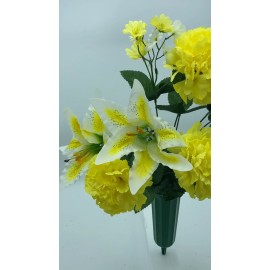 Memory Lane Memorials DIY Silk Flower Yellow Carnation White Lilly Bouquet (DIY)