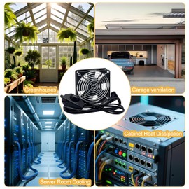 AC Powered Cooling Fan 220V 120mm x 25mm with Speed Controller, Aluminium Alloy Frame, for Receiver AV Cabinet Amplifier PlayStation Xbox Greenhouse Window Refrigerator DIY Ventilation