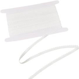 CABODYALS 9.14M White Chinlon Elastic Lace Trim Ribbon Wavy Floral Edging Stretchy Strips Trimming Crochet Embroidered Ribbons for Sewing Making Gift Wrapping Wedding Bouquet Decoration Crafts