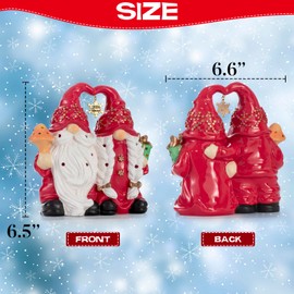 LARAINE HOME Christmas Decor Snowman Figurines Resin Lighted Indoor Ornaments Holiday Tree Festive Decorations Light Up New Year Gift Decoration for Table (Gnome Couple)