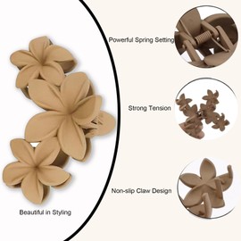 4 PCS Hair Clips for Women, Flower Claw Clips, Women Cute Hair Clips, Suitable for Thick and Thin Hair, Non-slip Matte and Firm Hairpin, Plastic Hairpin Black, Brown, Light, Pink