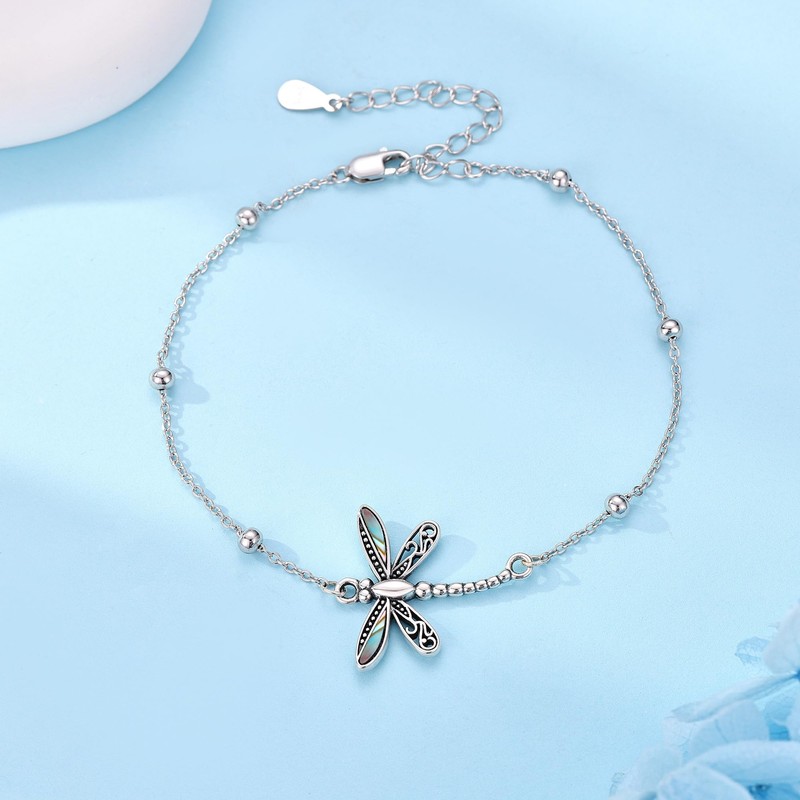 HUKKUN Dragonfly Bracelet For Women S925 Sterling Silver Dragonfly Jewelry