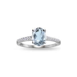 B. BRILLIANT Sterling Silver Blue and White Topaz Oval Crown Ring, Metal, Blue Topaz White Topaz