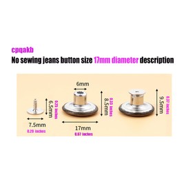 cpqakb 20 Pcs Button for Sewing Metal Jeans, 17 mm No-Sew Nailess Removable Metal Jeans Buttons Replacement Repair Combo Thread Rivets and Screwdrivers.(Silver and Brozen with Letters 20 Sets)