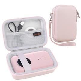 Canboc Hard Case for Phomemo D30 D35/Memoking D30/NIIMBOT D11 Label Maker, Portable Thermal Bluetooth Mini Label Printer Storage Bag, Mesh Bag fit Label Paper Tape and Cable, Pink