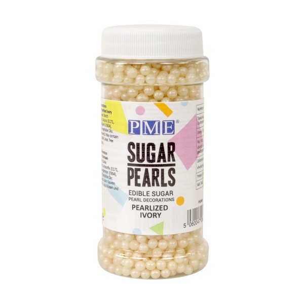 PME Ivory Pearlized Edible Sugar Pearls, 3.5 Ounce