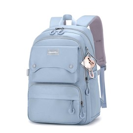 Aucuu School Daypack, Large Capacity School Backpack with Pendant, Multi-pocket Rucksack, Lightweight Casual Daypacks for Middle Elementary, Sch-ool Bag for Girls, Boys, Campus, Travel, Daily