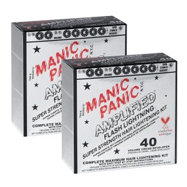 Manic Panic Flash Lightning Hair Bleach Kit - 40 Volume Cream Developer - Hair Lightener Kit for Light, Medium Or Dark Brown & Black Hair Color - Hair Bleach Powder Lifts up to 7 Levels of Lightening (2 pack)