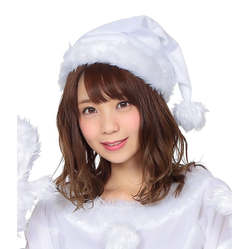 Clear Stone Colorful Santa Cosplay Santa Hat Unisex White
