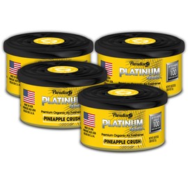 Paradise Air Platinum Car Air Freshener Can, 100-Day Long-Lasting Odour Eliminator Fragrance for Car Interior Home or Office, Premium Organic Scent - 4 Pack Pineapple Crush Scent