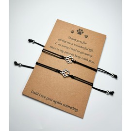 Memorial Bracelet for Pet Loss in 2-pack,Cross Rainbow Bridge Bereavement Remembrance Sympathy Keepsake for Beloved Passed-away Dog & Cat,Paw Print Jewelry in Memory of Loyal Fur Friend