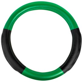 GG Grand General 54077 18 inches Deluxe Plus Steering Wheel Cover Full Green with Black Comfort Pad