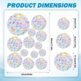 Pack of 52 Prism Window Stickers Round Suncatcher Sticker Sun Catcher Bird Anti-Collision Window Sticker Window Film Circular Window Pictures Glass Panels Decoration