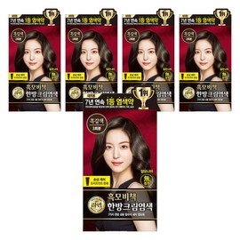 Lien Black Hair Dye Cream, Oriental Hair Dye, Dark Brown, 5 Pieces / 리엔 흑모비책 새치염색크림 한방염모제, 흑갈색, 5개