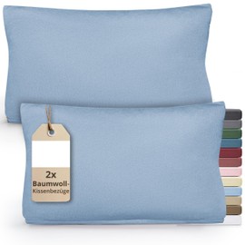 Greenline Premium Jersey Cushion Cover 100% Cotton Light Blue Double Pack (2X) Neck Pillow Cover 40 x 80 cm Cushion Cover Pillowcases
