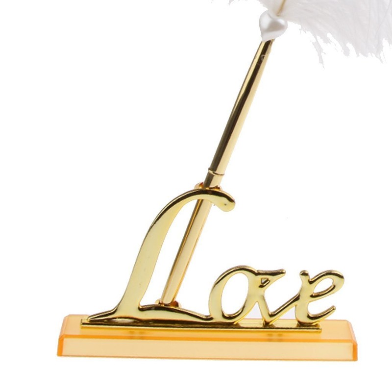 EBTOYS Wedding Feather Signing Pen with Love Sign Pen Stand