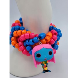 Blacklight Sally with her Basket Fishtail Kandi Cuff