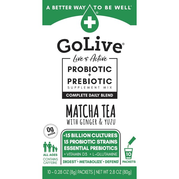 GOLIVE Matcha Ginger Prebiotic and Probiotic, 0.28 OZ