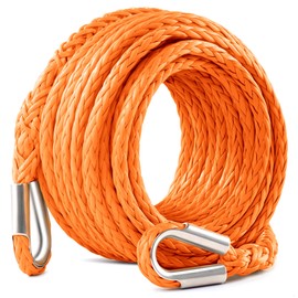 DAYDOOR Winch Rope Extension, 3/8'' x 50ft Synthetic Winch Extension Rope, 26,500 Lbs Winch Extension Line for Off Road Vehicle ATV UTV SUV Jeep(Orange)