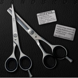 SANDBROS Professional Hair Cutting Scissors Kit/Thinning Shears/Barber Scissor/Hair Scissors Tools Set-6.0" Premium Stainless Steel Texturing Scissor,Thinning Scissors,Barber Scissors for Kids &Women