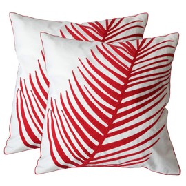 ZUODU 2PC European Classic Jacquard Decorative Red Cotton Pillow Cover Cushion Cover Throw Pillow Case 18 X 18 Inch 45 X45 Cm (Red-2PC)