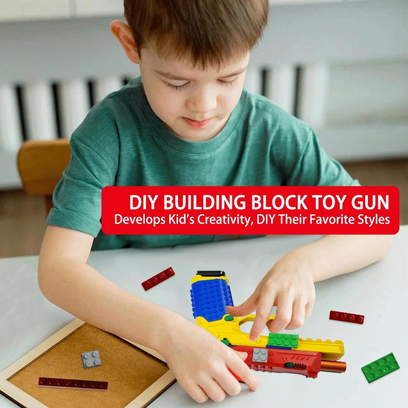 Building Block Toy Gun, Automatic Shell Ejecting Gun Soft Bullet