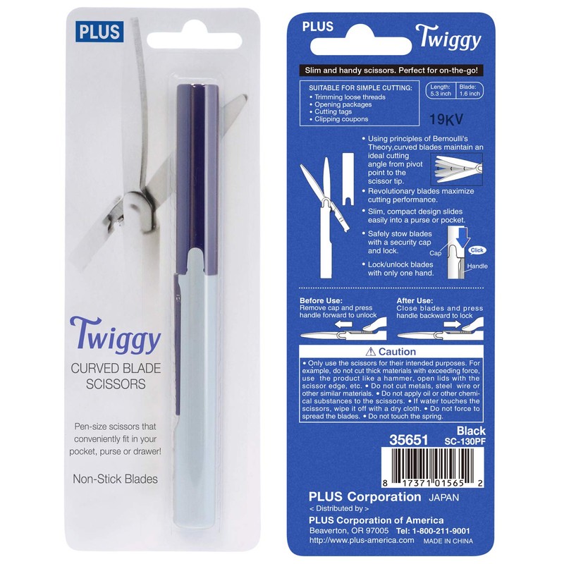 Plus Pen Style Non-Stick Compact TSA Twiggy Scissors with Cover,