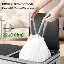270 Count Heavy-Duty Trash Bags, Compatible with SONGMICS 8-Gallon (30L) Trash Can, Pre-Separated Drawstring Kitchen Garbage Bags, Ideal for Home & Office, 19.9 x 29.1 Inches, 6 Rolls, White