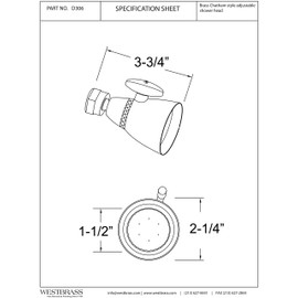 Westbrass Chatham Style 2-1/4" Diameter Adjustable Shower Head, Polished Chrome, D306-26