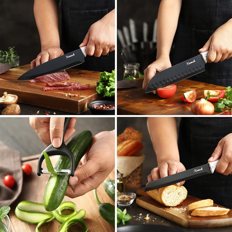 Keewah 19 Pieces Kitchen Knife Set, 15 Stainless Steel Knives