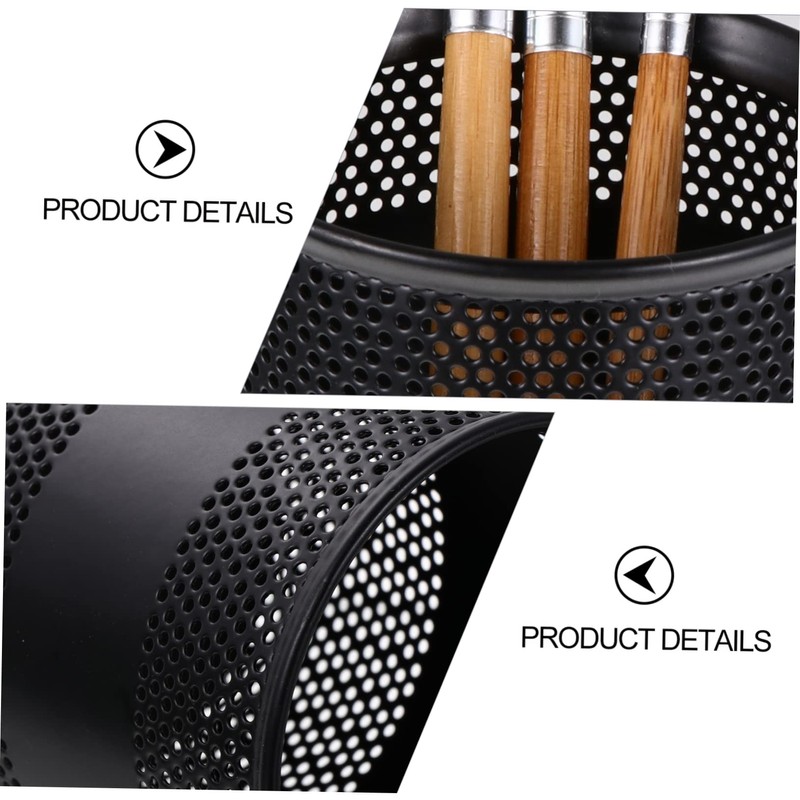 Operitacx Metal Black Anti-rust Round Pen Holder for Office Storage