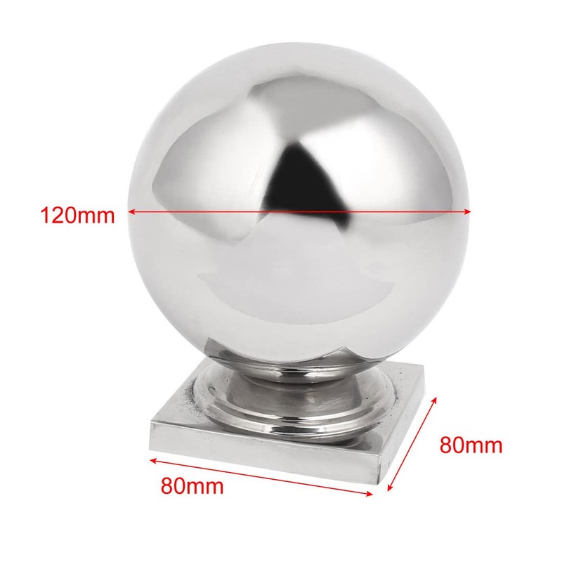 Sourcingmap 80mmx80mm Ball Top Cap 201 Stainless Steel Silver Tone