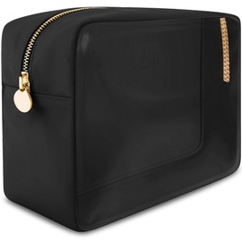 DANCOUR Clear Makeup Bag Large Pouch Travel Cosmetic Bag TSA Approved Black Clear Cosmetic Case Organizer