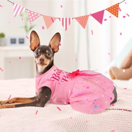 BAOBICUTE Birthday Dress With Bowknot Tulle Princess Clothes for Small Medium Large Dogs Girls Boys Cats Outfit Apparel