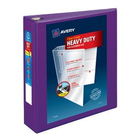 Avery Heavy-Duty View 3 Ring Binder, 2" One Touch EZD Rings, 540-Sheet Capacity, 2.8 Inch Wide Spine, Great for Home, School Supplies, Office, or Organization Needs, 1 Purple Binder (79777)