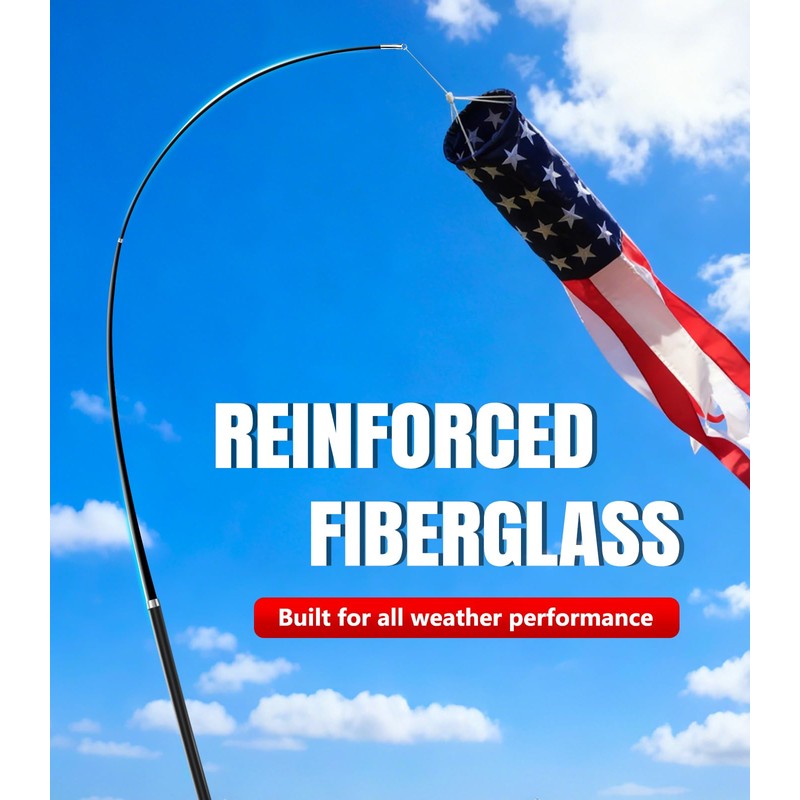 Sinyoeer 18FT Telescoping Wind Sock Pole, Fiberglass Flag Pole Pole